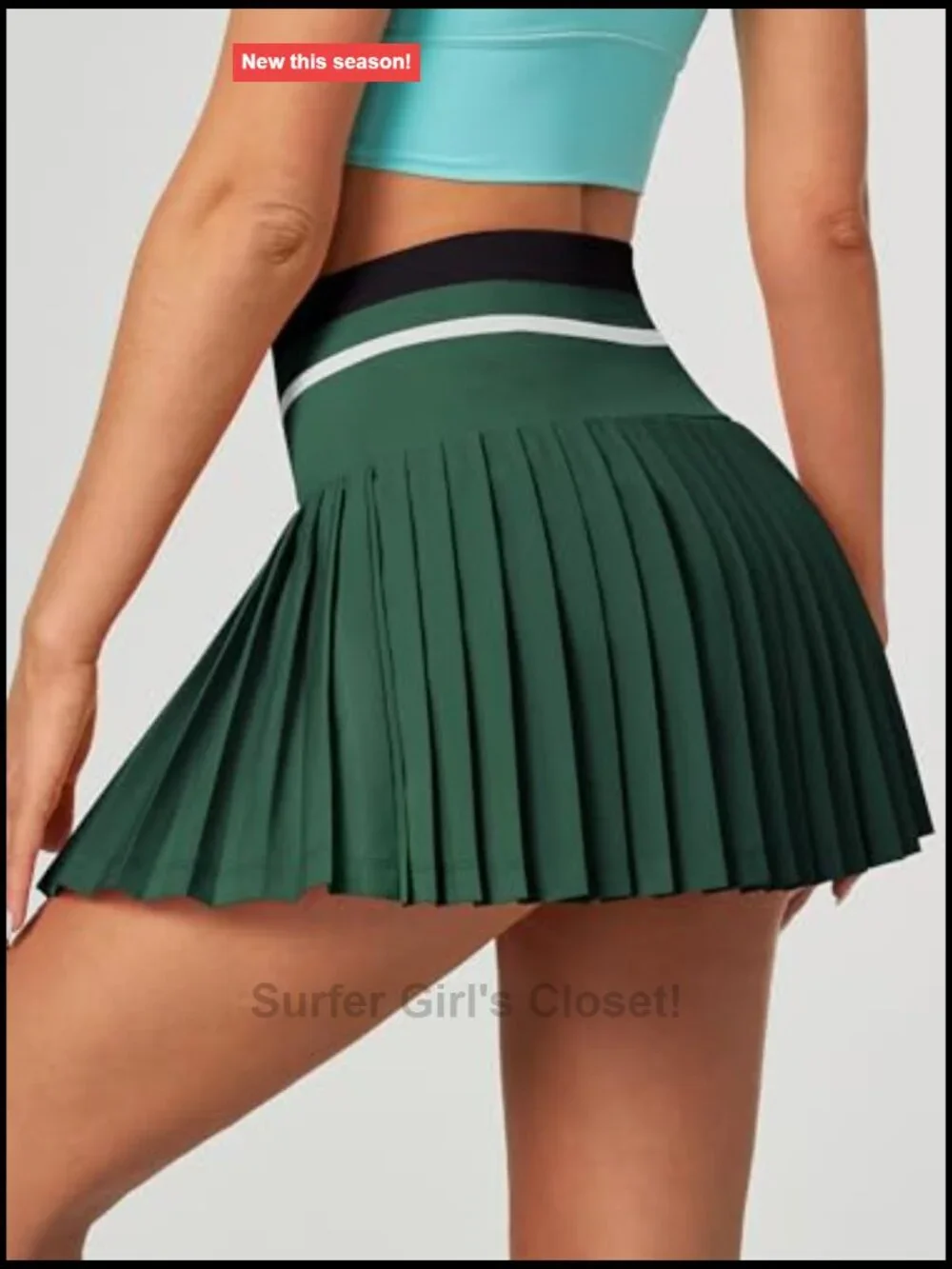 High Waisted Pleated Tennis Skort with Pockets, Breathable Mesh Liner